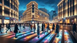 В Москве появились проекционные «зебры» пешеходных переходов
