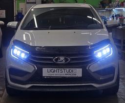 Lada Vesta получила линзованные тюнинг-фары, и они светят лучше оригинальных