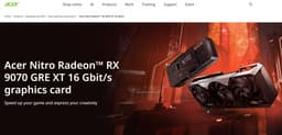 Потенциальный убийца GeForce RTX 5060 Ti 16GB. Acer подтвердила существование Radeon RX 9070 GRE