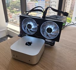 К Mac mini подключили внешнюю видеокарту GeForce RTX, но не для игр