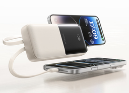 Представлен аккумулятор Baseus на 20 000 мА·ч со встроенными кабелями USB-C и Lightning, а также  дисплеем