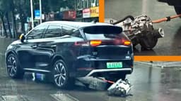 В Китае у кроссовера BYD Tang во время движения оторвался мотор, но машина смогла самостоятельно ехать дальше