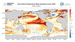 Июнь 2026 стал самым тёплым июнем за всю историю наблюдений по температуре океана
