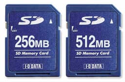 256 and 512 MB SD flash cards from I-O Data