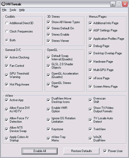 Настройщики: NVTweak (Coolbits 3D) v.1.7.1