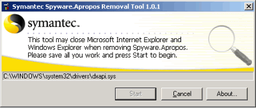 Антивирусы: Symantec Spyware.Apropos Removal Tool v.1.0.1