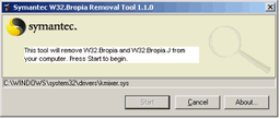 Антивирусы: Symantec W32.Bropia Removal Tool v.1.3.2