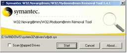 Антивирусы: Symantec W32.Mydoom@mm Removal Tool v.1.12
