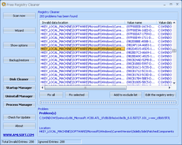 AML Free Registry Cleaner v.4.25 - бесплатная утилита для чистки реестра ОС Windows