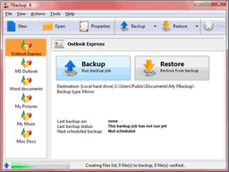 FBackup v.4.6.255 - бесплатная программа для резервного копирования данных