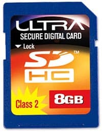 8 Гб Ultra памяти формата SDHC за 150 долл.