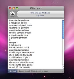 iClip Lyrics 2.0 для Mac — поиск текстов песен в iTunes