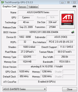 ASUS HD 5870 достигает частот 1035/1290 МГц «на воздухе», производительность в режиме 4-way CrossFireX