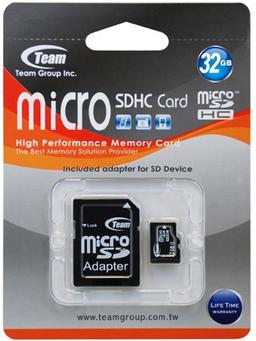 Объем карточки формата microSDHC, выпущенной компанией Team, равен 32 ГБ