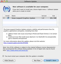 Snow Leopard Graphics Update улучшает производительность графики последних моделей Mac