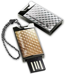 Металлический корпус USB-накопителя Silicon Power Touch 851 украшен классической клеткой
