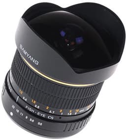 Объектив Samyang V-DSLR 8 mm F3.5 Aspherical IF MC Fish-eye CS совместим с устройствами контроля фокуса
