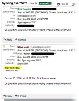 Джобс обещает, что когда-нибудь iPhone можно будет синхронизировать через Wi-Fi