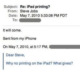 Стив Джобс: iPad получит функцию печати