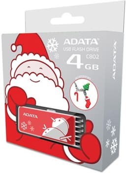 Флэшка ADATA C802 оформлена в стиле новогоднего подарка