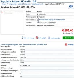 3D-карты Radeon HD 6850 и HD 6870 замечены в онлайновом магазине