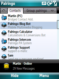 Palringo 2.6.3 — мультипротокольный клиент для Windows Mobile