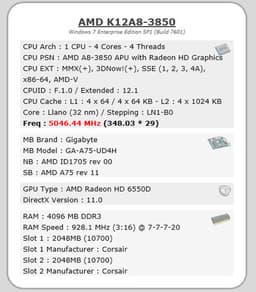 APU AMD Llano A8-3850 разогнан до 5 ГГц