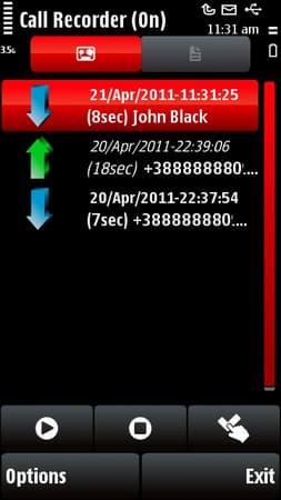 Call Recorder 1.1 записывает входящие звонки на Symbian
