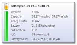 BatteryBar v.3.6.2 - бесплатная утилита для мониторинга состояния батарей лэптопов