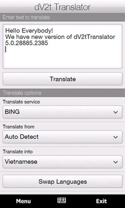 dV2t Translator 5 — переводчик слов для Windows Mobile