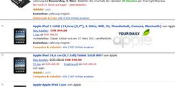 Скриншот Amazon.de свидетельствует о том, что iPad 2 получит порт Thunderbolt