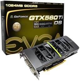 Графический процессор 3D-карты EVGA GeForce GTX 560 Ti DS Superclocked работает на частоте 900 МГц