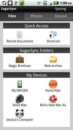 SugarSync 3.5.1 для Android поддерживает операции с файлами