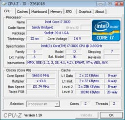 Процессор Intel Core i7-3820 показал хороший разгонный потенциал, покорив частоту 5665,99 МГц