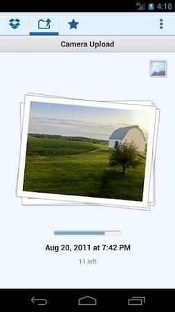 Dropbox для Android автоматически загружает фотографии на сервер
