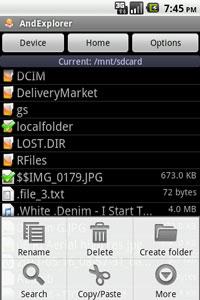 AndExplorer 2.5 — файловый менеджер для Android
