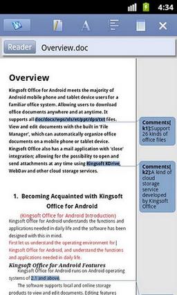 Kingsoft free Office 5.61 — бесплатный офис для Android