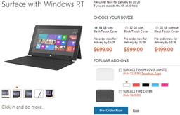 Microsoft рассекретила стоимость планшета Surface под управлением Windows RT, минимальная цена — $499