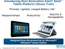 IDF 2012: платформа Clover Trail, спроектированная специально для планшетов с Windows 8