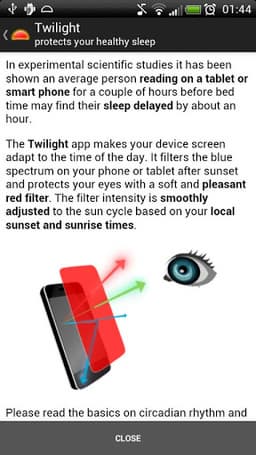 Twilight 2.95 — более удобная работа с Android в вечернее время