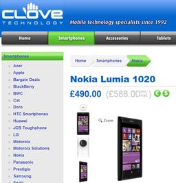 В Великобритании за смартфон Nokia Lumia 1020 просят 490 фунтов стерлингов