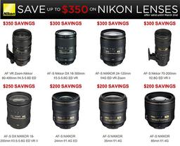 На 18 моделей объективов Nikon в США введены скидки в размере до $350