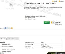 Датский магазин оценил видеокарту ASUS GeForce GTX Titan в $1300