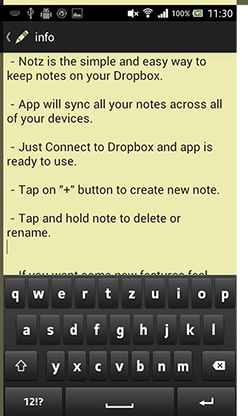 Notz  2.0.4 —  текстовые заметки на Android с синхронизацией с Dropbox