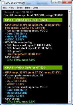 GPU Shark v.0.7.1– небольшая бесплатная утилита для мониторинга GPU