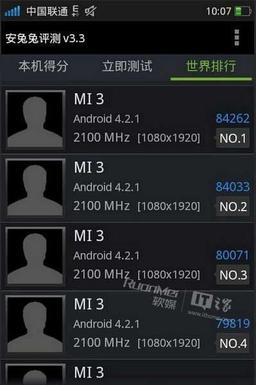 Данные AnTuTu говорят о том, что процессор смартфона Xiaomi Mi3 работает на частоте 2,1 ГГц под управлением Android 4.2.1