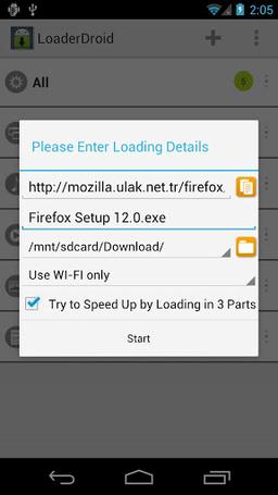 Loader Droid 0.9.4.2: быстрый менеджер загрузок для Android