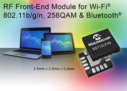 Радиочастотный блок Microchip SST12LF09 работает в полосе 2,4 Ггц, поддерживая Wi-Fi и Bluetooth