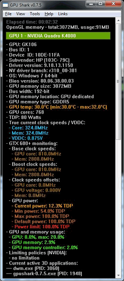 GPU Shark v.0.7.5– небольшая бесплатная утилита для мониторинга GPU
