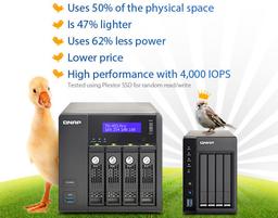 Сетевое хранилище NAS QNAP TS-451S оптимизировано для SSD типоразмера 2,5 дюйма